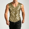 thumbnail image 5 of Landzoo Vest For Men Sequins Sleeveless V-Neck Undershirt Summer Cozy Soft Men Tank Tops Size L Gold, 5 of 6