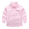 thumbnail image 2 of UACY Boys Girls Dress Shirt Long Sleeve Button Down Shirts Teen School Tops Kids Plain Blouse Lapel Solid Formal Tee (Pink, 11-12 Years), 2 of 9
