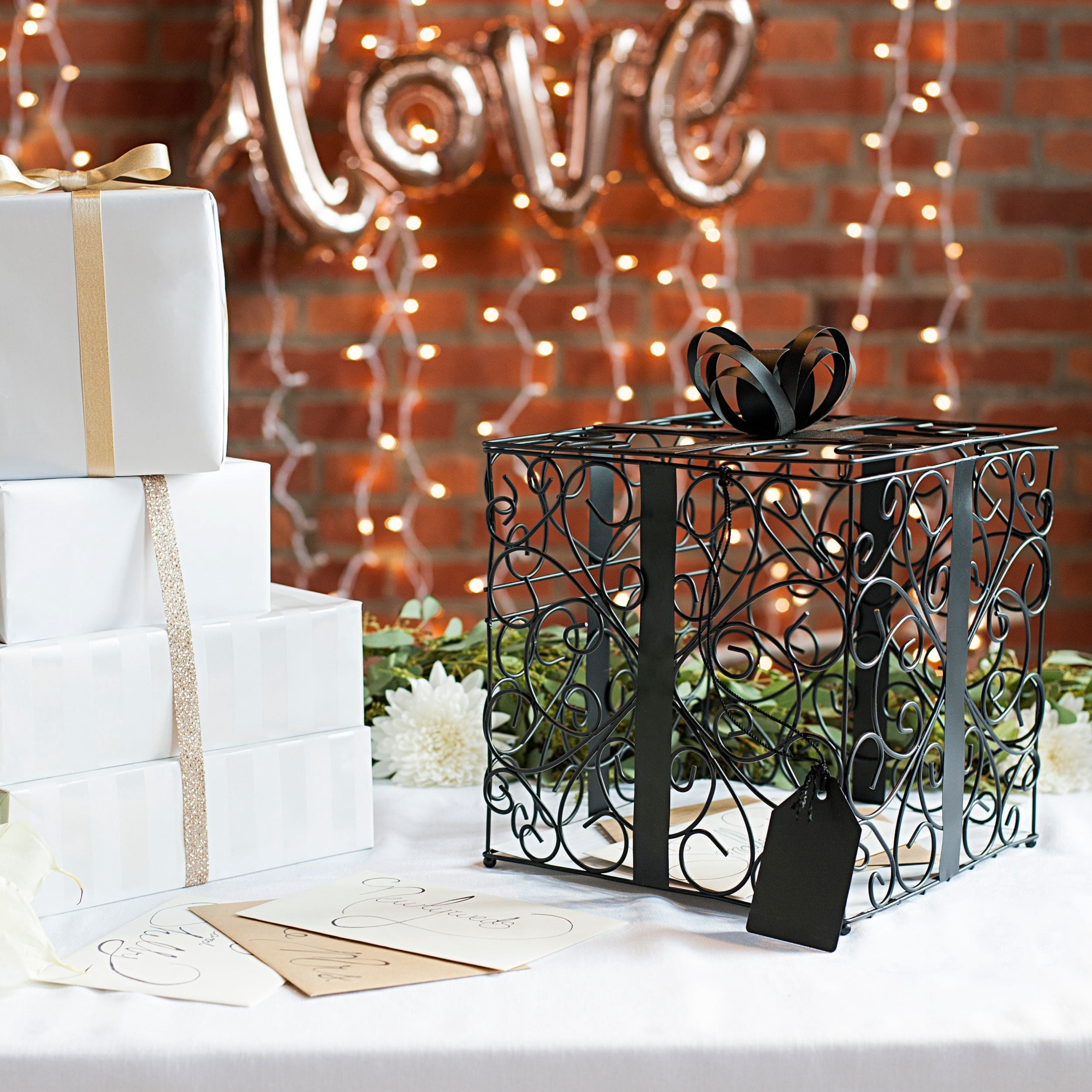 Cathy's Concepts Reception Gift Card Holder - Gold, Metal Construction,  Glitter Accents, Perfect for Weddings, Graduations & More - Walmart.com