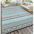 thumbnail image 4 of Geetinfly 12FT Area Rugs Outdoor Rugs Double Sided Mat Waterproof and Sun Proof Plastic Grass Carpet for Backyard Deck Picnic Blue+gray+black+White+, 4 of 8