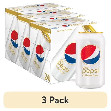 (3 pack) Diet Pepsi Caffeine-Free Original Cola Soda Pop, 12 fl oz (24 Cans)