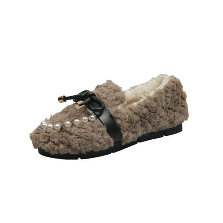 

Daeful Women s Moccasin Slippers Warm Faux Fur Lined Cozy Indoor & Outdoor Moccasins US