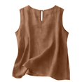 thumbnail image 5 of Cotton Linen Tank Tops for Women Summer Casual Comfy Sleeveless Linen Shirts Loose Lightweight Gauze Cami Coffee L, 5 of 6
