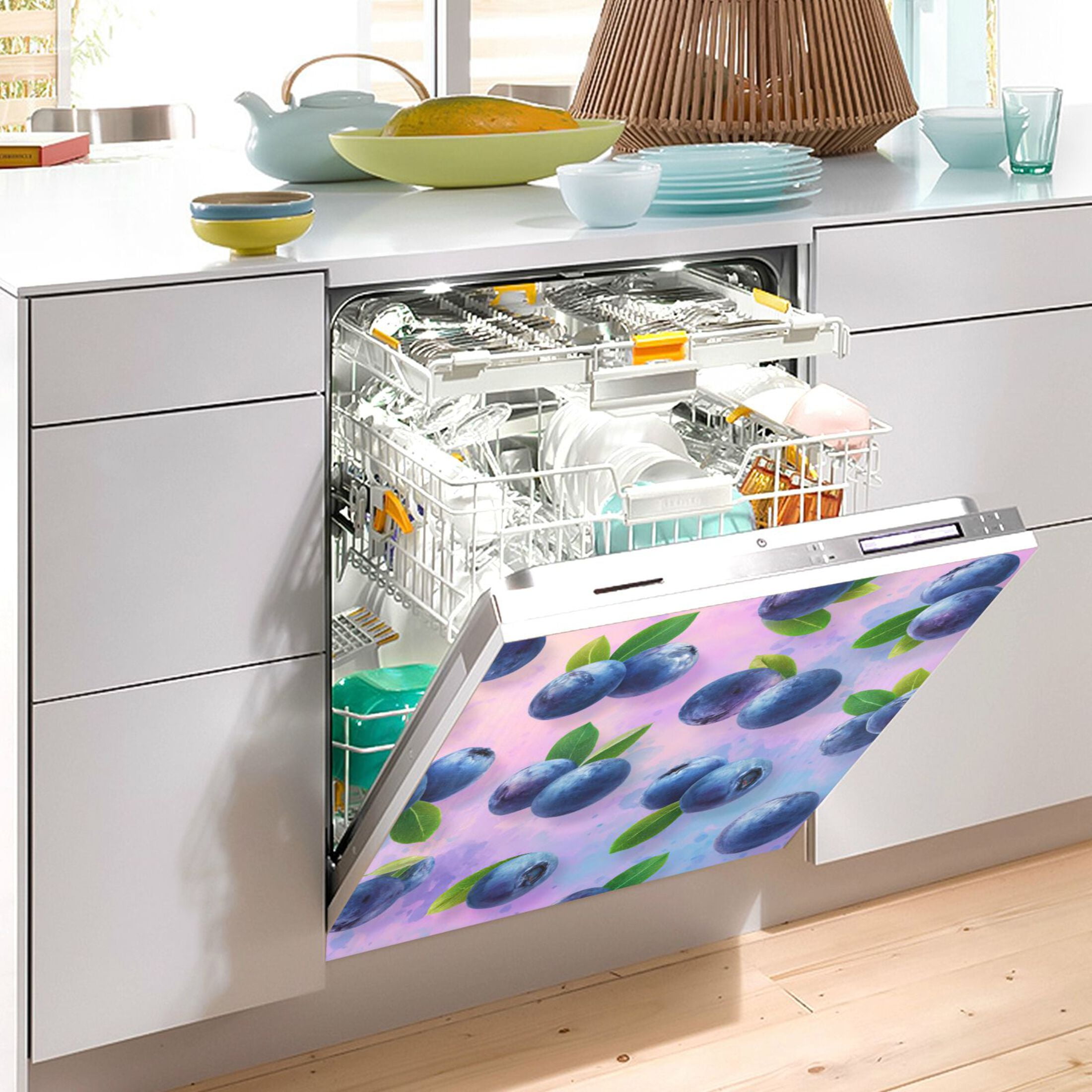 Dishwasher Magnetic Refrigerator Magnet Cover Sticker Home Decorative 23"x26" Blueberries Pattern