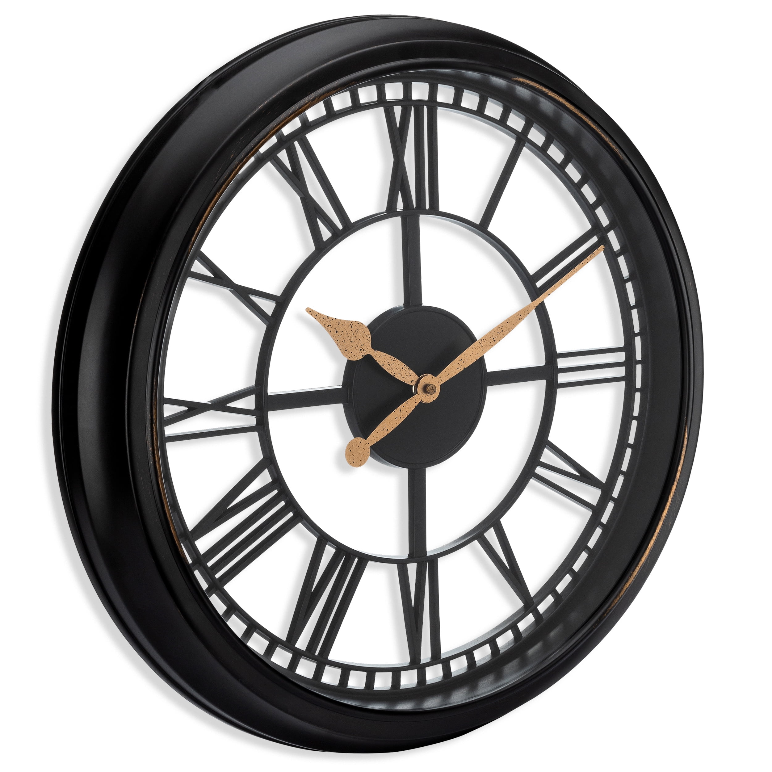 Brown/Bronze Vintage Style Large Round Roman Numeral Open Face Analog QA Wall Clock by Westclox