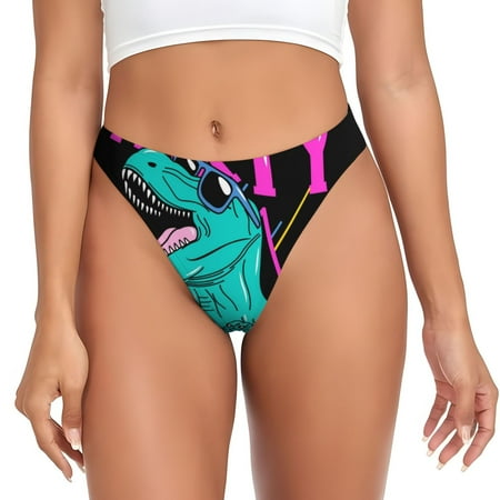 Sigee Rex Dinosaur With Sunglasses for Women s G-String Panty  Low Rise  Soft Lace Perfect for Everyday Wear or Special Occasions-Large