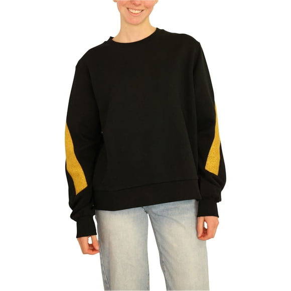 Elevenparis Mujer Glitter Gold Arm Stripes Sudadera negra S