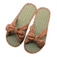 thumbnail image 2 of Mostsola Womens Summer Linen Beach Sandals Lightweight Woven Straw Slippers Vacation Bow Slides, 2 of 4