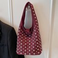 thumbnail image 3 of HUISZJ Stylish Studded Shoulder Bag, rendy Shoulder Bag, Large Capacity Tote Handbag for Women Work Shopping Travel (Red), 3 of 10