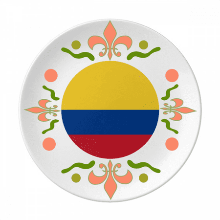 

Colombia National Flag South America Country Flower Ceramics Plate Tableware Dinner Dish