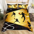 Sports Themed Duvet Cover for Teens Youth,Golden Black Basketball