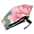 thumbnail image 6 of Peony Flower with Green Leaves Compact Sun Umbrella Windproof Travel Umbrellas for Rain Strong Portable UV Protection, 6 of 8