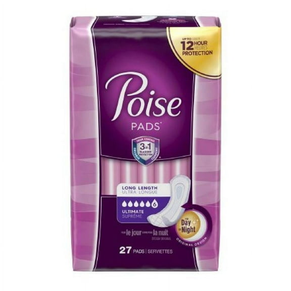 Poise Pads, Heavy Absorbency, One Size Fits Most (15.9 Inch Length), 27 Count