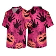 thumbnail image 3 of Mens Short Sleeve V Neck Halloween Print Chest Pocket Scrub Top Comfortable Fit Uniform Shirt for Work or Casual Wear, 3 of 7