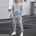 thumbnail image 6 of Mens Jogger Sets Sweatsuit 2 Piece Tracksuit Solid Plain Hoodies and Ankle Cuffed Sweatpants Y2K Casual Athletic Jogging Outfits Light Gray L, 6 of 8