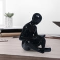 thumbnail image 3 of Estatua de lector moderna de resina, decoración artesanal para estantería, sala de estar y hogar. Negro, 3 of 8