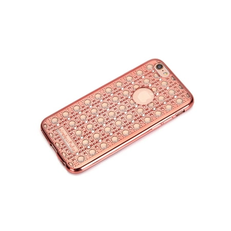 Rose Gold New Fashion Designer iPhone SE Case Luxury Crystal Diamond Vintage Transparent Shockproof Soft Slim TPU Bling iPhone 5 Case Cover Rhinestone iPhone 5S case with 3D (Best Transparent Case For Iphone 5s)