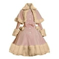 thumbnail image 2 of Babysbule Winter Jackets for Women Women's Long Sleeve Woolen Jacket Bow Cape Set Outwear Plush Stitching Coat, 2 of 7