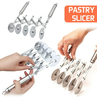  Adjustable Pastry Wheel Cutter w 4 Interchangeable Fluted,  Lattice, and Straight Slicers and 7 Width Adjustments: Home & Kitchen