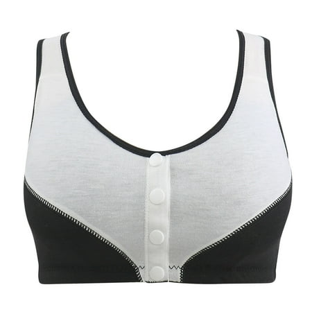 Loopsun Bras Ladies Traceless Comfortable No Steel Ring Breathable Gathering Front Opening Buckle Bra Woman Underwear Black XXL