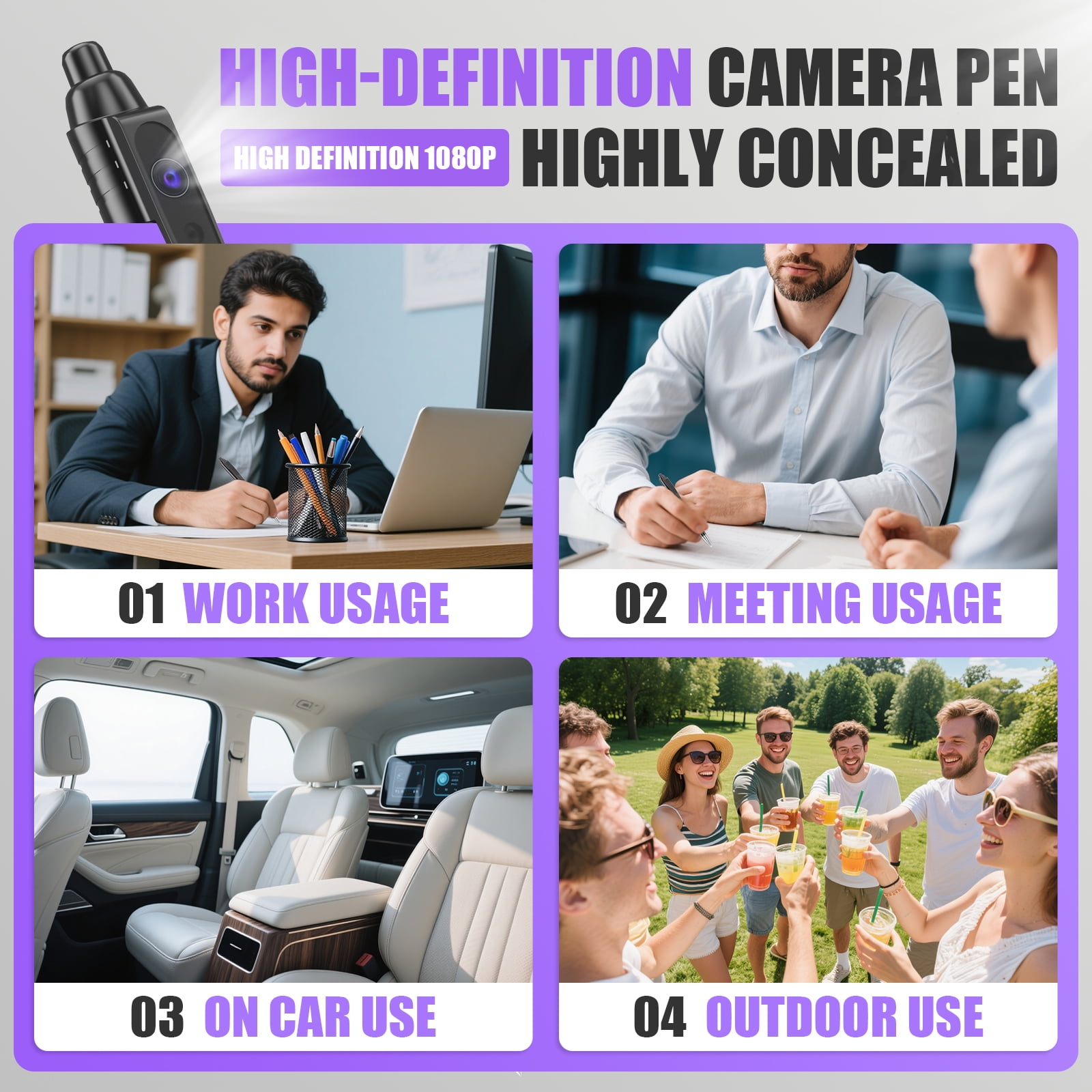 1080P HD Mini Portable Camera with 64GB Storage, USB Rechargeable Pocket Video Recorder for Home, Office and Personal Monitoring