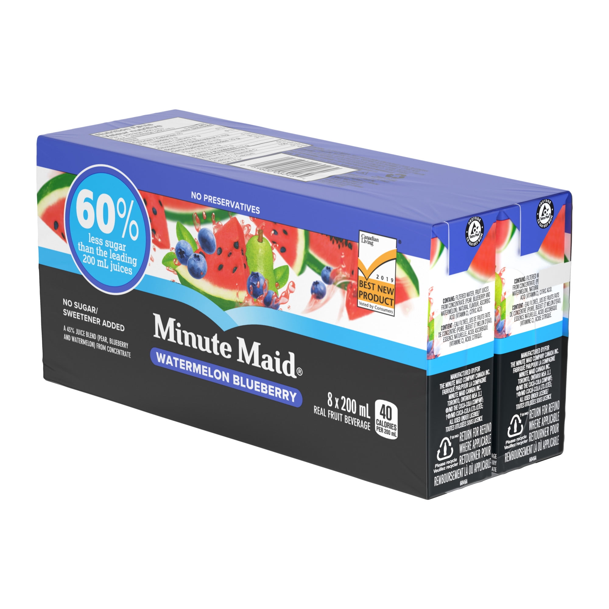 Minute Maid Watermelon Blueberry Cartons, 200 mL, 8 Pack, 200 x mL