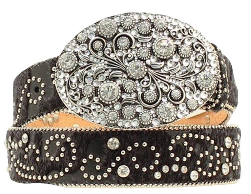 Nocona Western Belt Womens Crystal Floral Swirl Hair Black