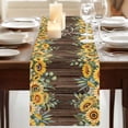 thumbnail image 3 of Table Runners 72 Inches Long Dress Scarves, Sunflower Farmhouse Kitchen Table Runner, Coffee Tablerunners, Yellow Summer Botanical Flowers Wooden 18x72 Inch, 3 of 9