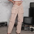 thumbnail image 6 of Women's Athletic Parachute Pants Relaxed Fit Outdoor Hiking Cargo Pants Lightweight High Waisted Workout Sweatpants, 6 of 7