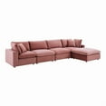 thumbnail image 3 of Modway Commix 5-Piece Down Filled Overstuffed Performance Velvet Sectional Sofa in Dusty Rose, 3 of 10