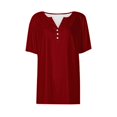 thumbnail image 5 of Feancey Kids Henley Shirts Girls Short Sleeve Summer Tops Button V Neck Casual T-Shirts Toddler Boys Solid Color Loose Tunic Tees Red 7 Years, 5 of 6