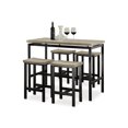 thumbnail image 1 of Ensemble Pub 5 Pcs en Placage Gris Vieilli avec Tabourets de Pub Gris Vieilli, 1 of 2
