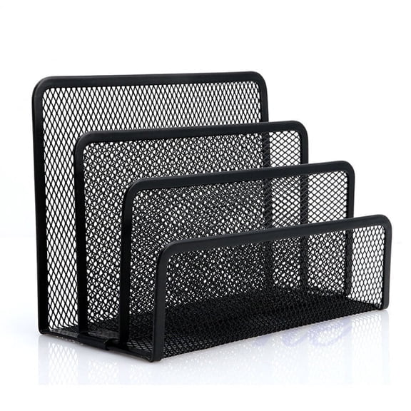 Triani Desk Mail Organizer Small File Holders Letter Organizer Metal Mesh,Desktop Letter Sorter File Holder for Desk 1 Pcs,Black