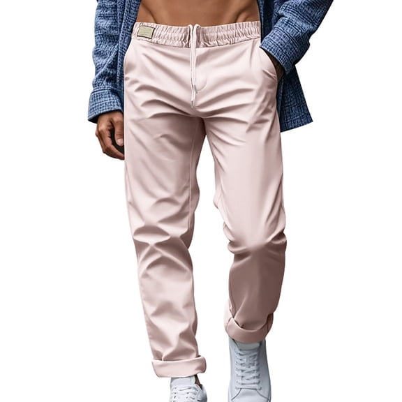 CHENge Khaki Pants for Men 34x28 Tapered Neutral Tone Casual Pants Straight Leg Cotton Loose Fit Summer Beach Yoga Trousers