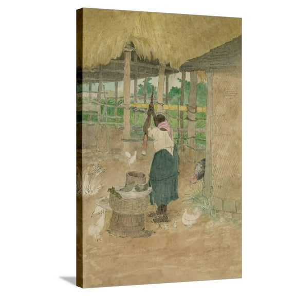 Art.com Woman Beating Cassava, Jamaica Stretched Canvas Print Wall Art, 24" x 36"