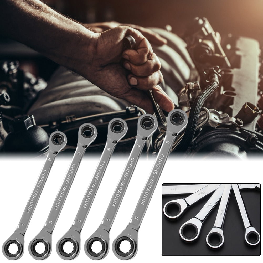 Color : 6 8 Multi-function wrench Chrome Vanadium Ring Double Head Ratchet Wrench Reversible 8-9-10-12-13-14-15-16-17-18-19mm Ratchet Combination Spanner Set Wrench set 