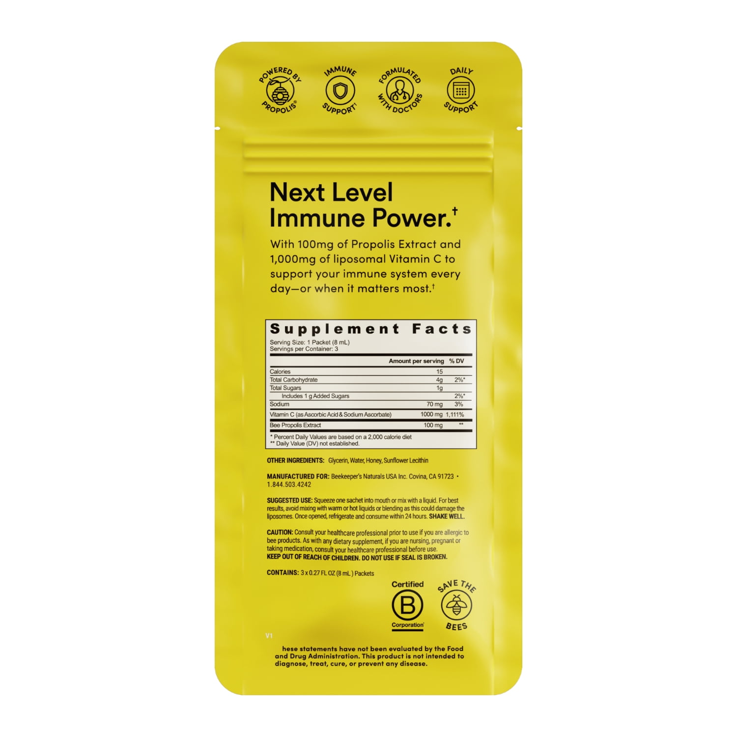 Beekeeper's Naturals Liposomal Supercharged Immune Support 3 Pack