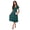 Deep Teal, variant on Women's Surplice Puff Sleeve Midi Dress with Sheer Overlay and Stretch for Elegant Silhouette Fabric 100% Polyester