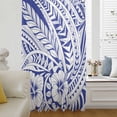 thumbnail image 6 of Polynesia Texture Sheer Curtains 45 Inches Long, Retro Traditional Tribe Floral Abstract Blue Light Filering Curtains, Breathable Simi Curtain Privacy Drapes for Kitchen Bathroom Window Treatment, 6 of 9