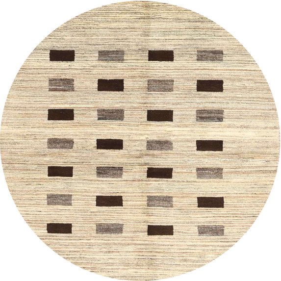 Ahgly Company Indoor Round Contemporary Golden Blonde Gold Solid Area Rugs, 7' Round