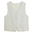 thumbnail image 2 of Dpytoraw Women's Linen Vest Casual Sleeveless Cardigans Jacket Loose And Thin Casual Vest Top, 2 of 5