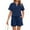 CHI38-Navy, variant on Lumtrix Women'S 2 Piece Short Sets V Neck Short Sleeve T-Shirts And Drawstring Shorts Beach Vacation Casual Outfits With Pockets Gray 2XL