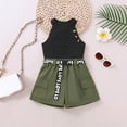 thumbnail image 2 of Vedolay Shorts Tracksuit Girl's 2Pc Sets Ruffle Tank and Drawstring Shorts Set,Green 12-18 Months, 2 of 5