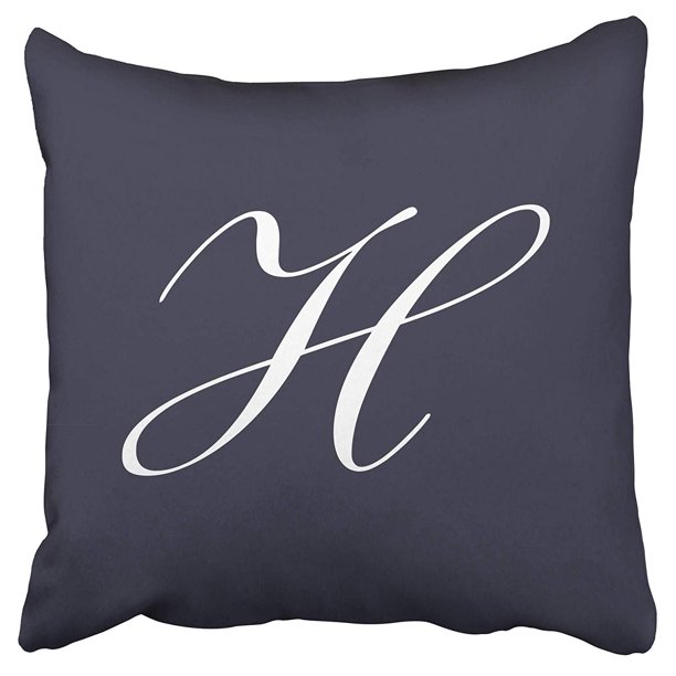 ECCOT Letter H Blue Monogram Pillow Case Pillow Cover 16x16 inch