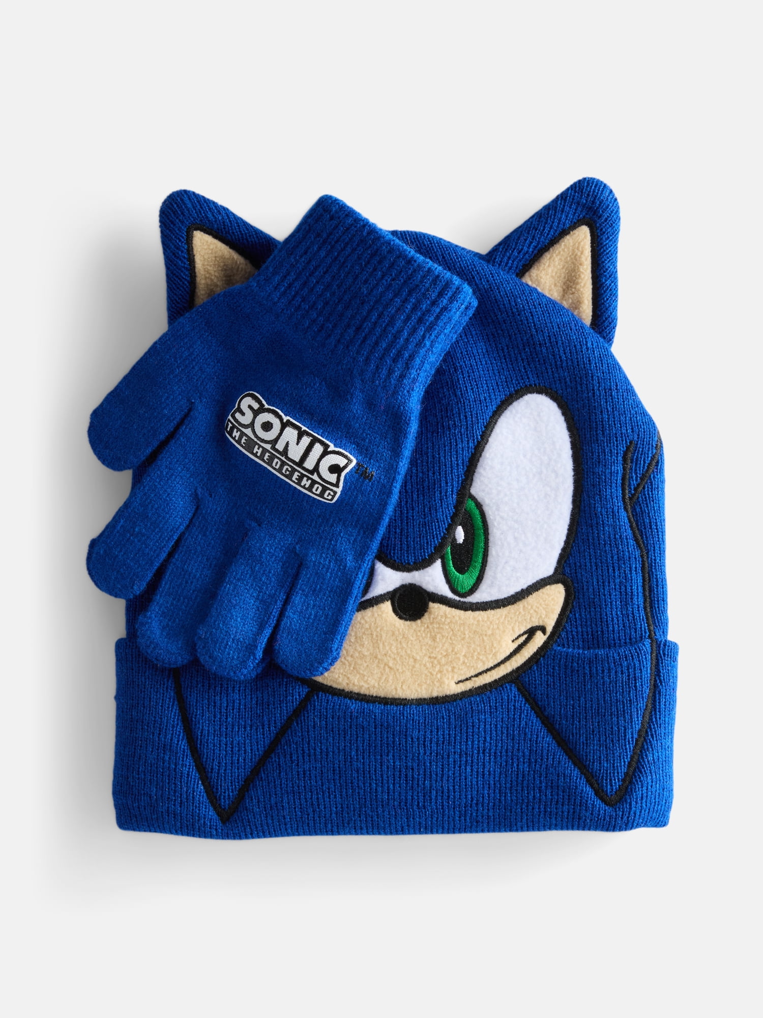 Sonic the Hedgehog Boys Ribbed Knit Beanie and Gloves Set, 2 Piece, One Size