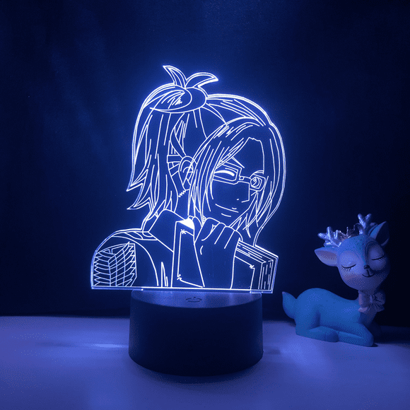 Cozybedin 3D Anime Character Night Light Illusion Lamp Remote Control Figurine from Attack Anime Led Lights Room --- B2（Black Seat）
