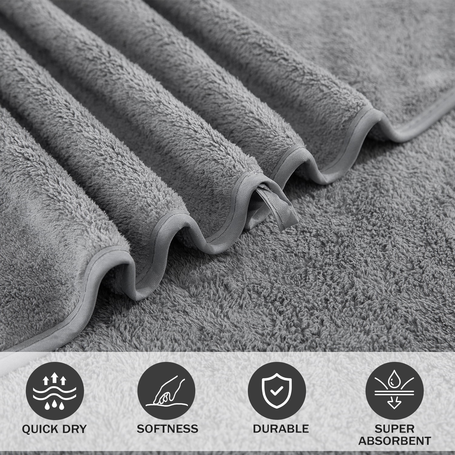 Green Essen 4 Pack Oversized Bath Towel Sets 700 GSM Soft Shower Towels 35 x 70 Inches Quick Dry Bath Sheets Highly Absorbent Bath Towel Clearance for Bathroom Spa Hotel Gym(Dark Grey)