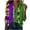 Tops-A65Green, variant on LEKWK Women's Mardi Gras Tops Leopard Glitter Print Button Down Blouses Dressy Casual Long Sleeve Lapel Neck Casual Work Office Outfits