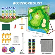 Mpow Golf Chipping Game-Golf Battle Game for Kids & Family, 54x54 Golf Target Mat with 16 Sticky Balls, 8 Bean Bags, 6 Axes, 2 Soccer Balls, Fun for Outdoor Lawn, Backyard & Poolside Party