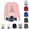 thumbnail image 4 of adviicd Merry Christmas Shirt for Women Santa Christmas Tree Long Sleeve Sweatshirt Gifts (Sky Blue, M), 4 of 9